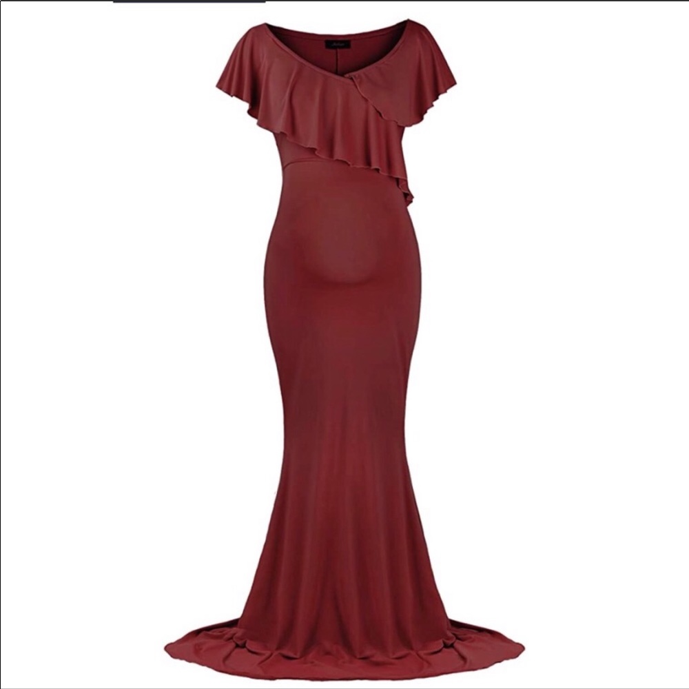 Molliya maroon maternity floor length dress NWT S